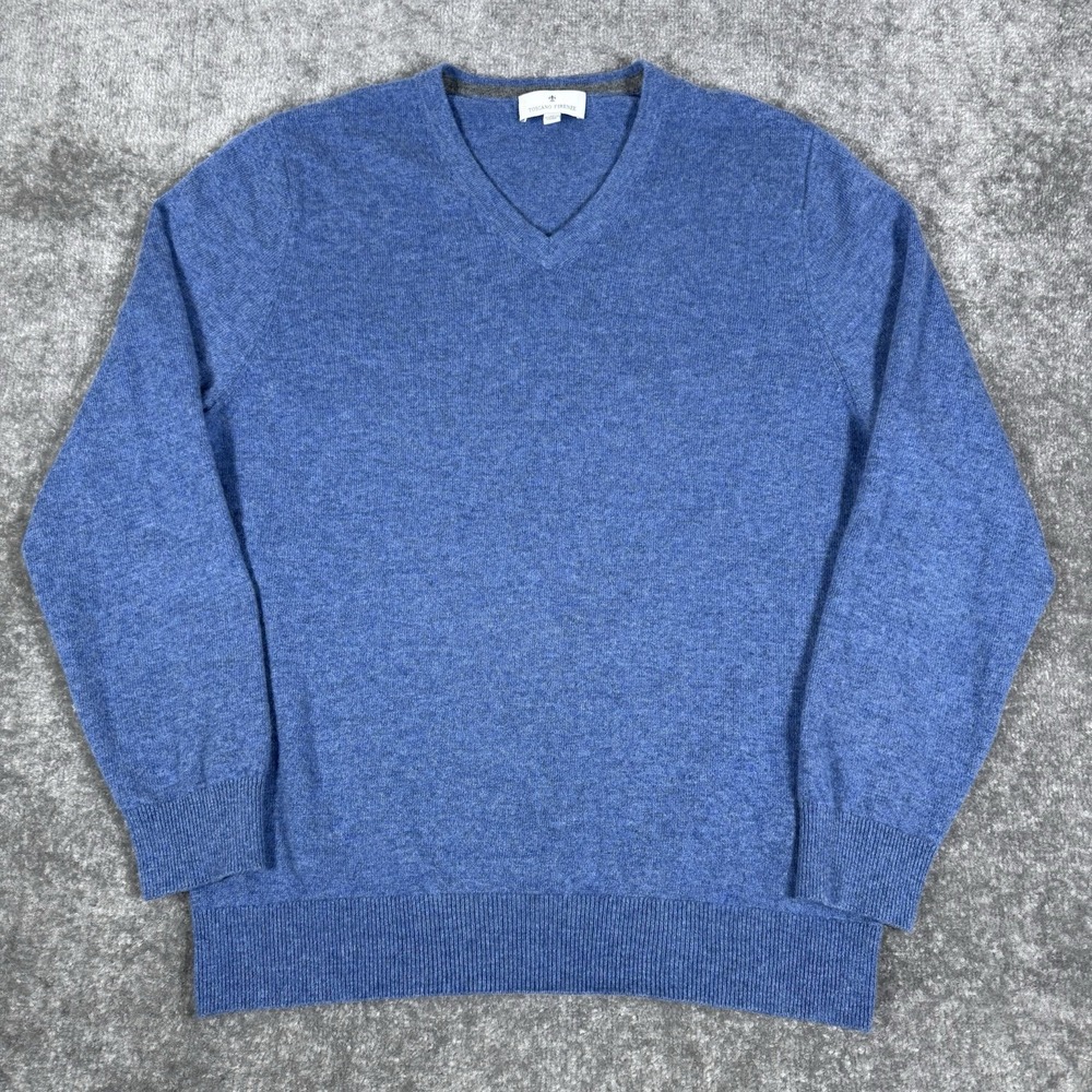 Toscano Firenze Sweater Men's Medium Blue Cashmere V-Neck Long‎ Sleeve